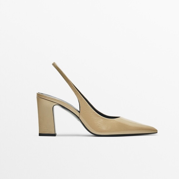 Massimo Dutti Tan Slingback Heels - Picture 1 of 8